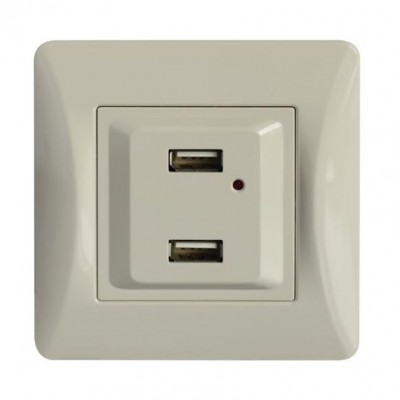 Πρίζα με 2 θύρες USB Μπεζ Lineme H-Series 50-00139-30